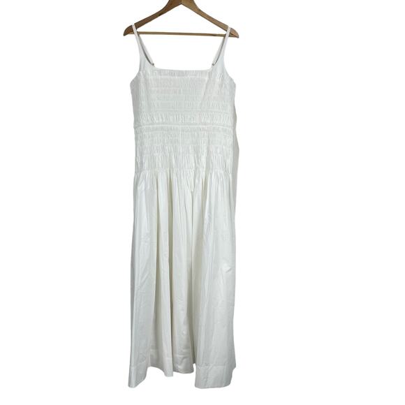 Rebecca Taylor NWOT Smocked Poplin Long Maxi Dress Sleeveless White Size 16 - Picture 3 of 11